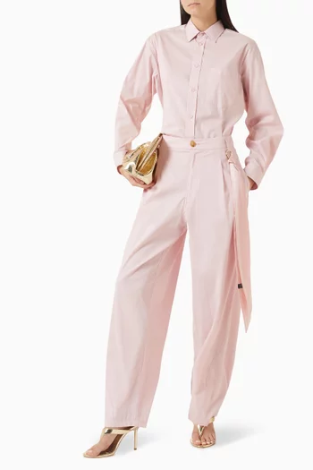 قميص آن بقصة ضيقة قطن بوبلين