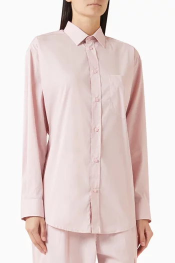 قميص آن بقصة ضيقة قطن بوبلين