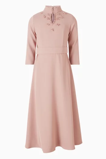 Embellished Collar Flared Dress