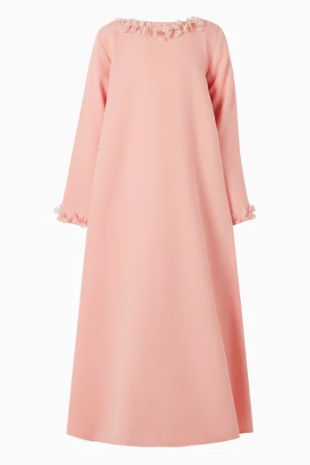 فستان بقصة على شكل حرف A‏ ومطرز بزهور