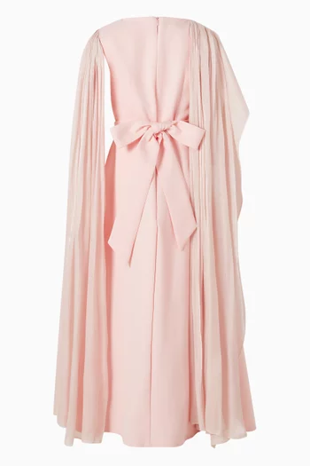 فستان بكاب بطيّات ومطرز بزهور