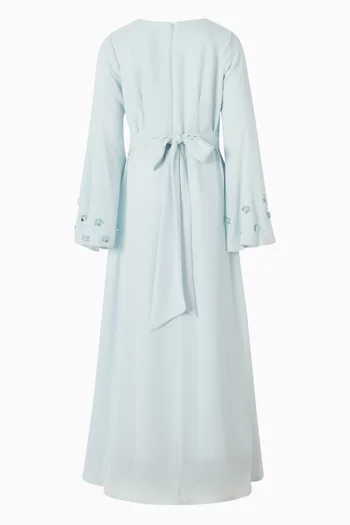 فستان بقصة على شكل حرف A‏ ومطرز بزهور