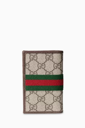 حافظة بطاقات أوفيديا قماش بنقشة شعار حرفي GG