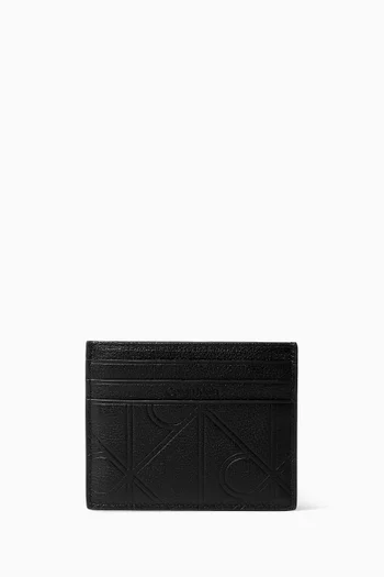 Embossed Emblem Logo Cardholder in Leather