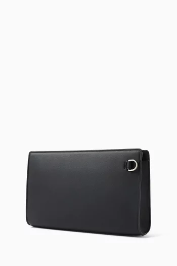 Raised Logo Pouch in Faux Leather