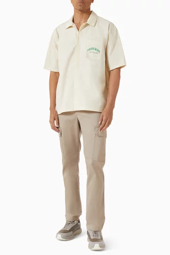 Crest Logo Pyjama Shirt in Cotton