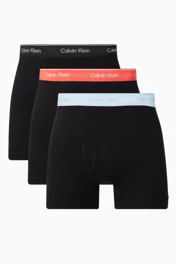 طقم بوكسر بشعار الماركة قطن، 3 قطع