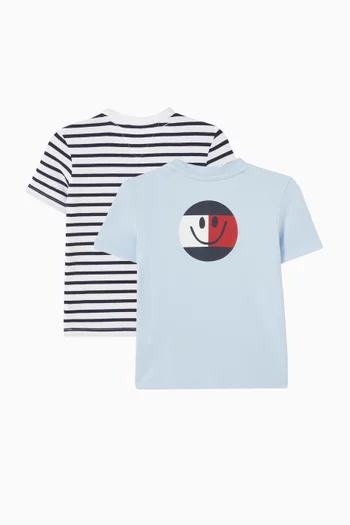 Flag Smile T-shirt in Cotton, Set of 2