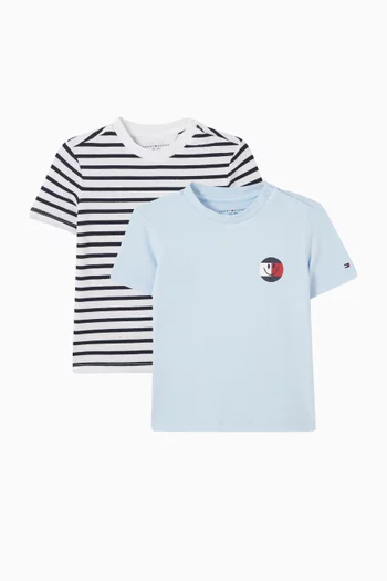Flag Smile T-shirt in Cotton, Set of 2
