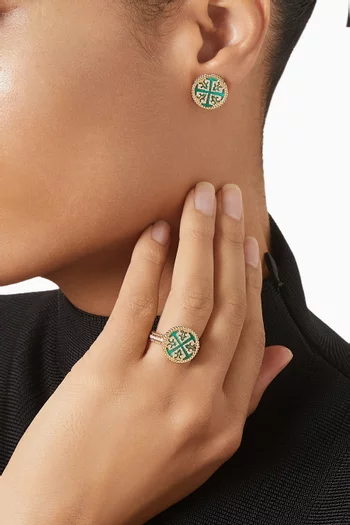 Lace Diamond & Malachite Ring in 18kt Yellow Gold
