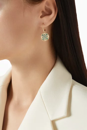 Lace Diamond & Malachite Earrings in 18kt Yellow Gold
