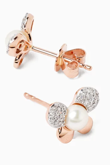 Ara Bambi Pearl & Diamond Earrings in 18kt Rose Gold