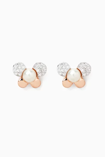 Ara Bambi Pearl & Diamond Earrings in 18kt Rose Gold
