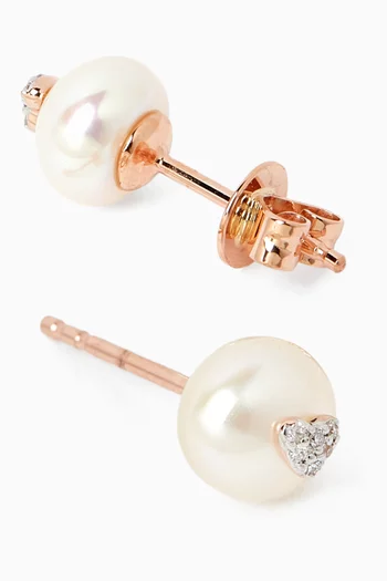Ara Bambi Pearl & Diamond Earrings in 18kt Rose Gold