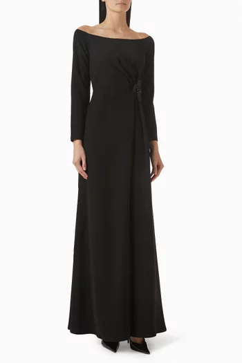 Floral-applique Off-shoulder Dress