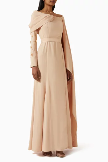 Bead-embellished Cape Dress