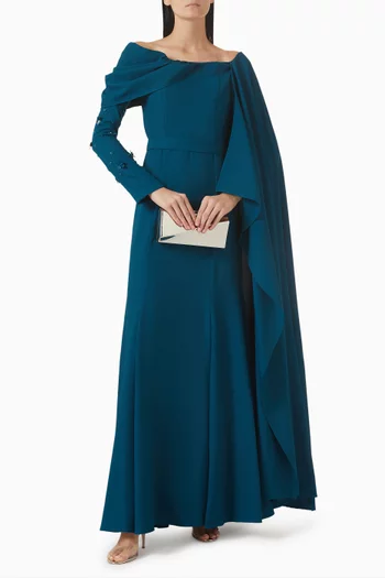 Bead-embellished Cape Dress