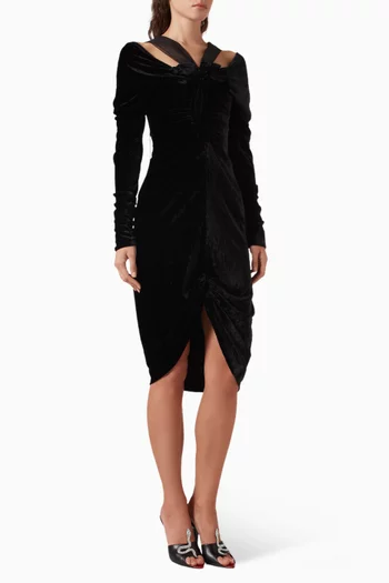 Suspenders Organza Bow Dress in Velvet