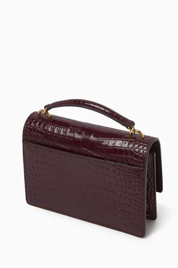 Sunset Chain Wallet in Croc-embossed Leather