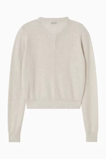 Embellished Cardigan in Linen-silk