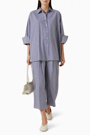 قميص بنقشة مخططة قطن