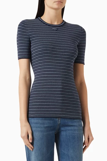 Striped Crewneck Sweater in Cotton