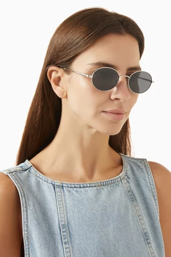 نظارة شمسية سيتي بإطار بيضاوي معدن