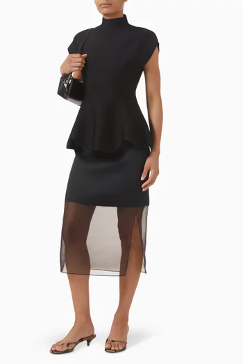 تنورة سيبيل بحافة شفافة كريب ستان