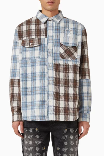 Arch Logo Patchwork Check Shirt in Cotton-blend