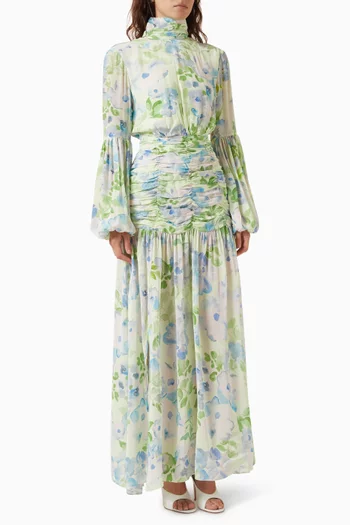 Thalia Ruched Dress in Viscose