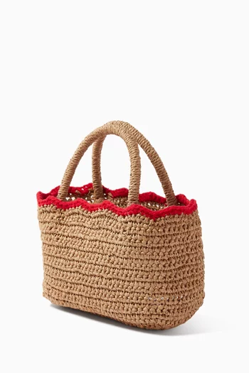 Cherry Tote Bag in Raffia