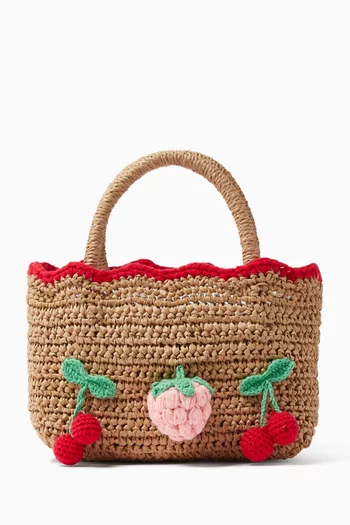 Cherry Tote Bag in Raffia
