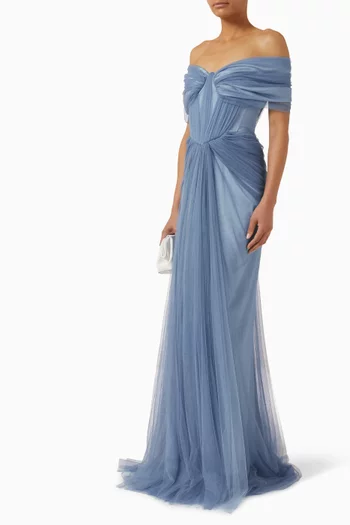 Dalila Off-shoulder Gown in Tulle