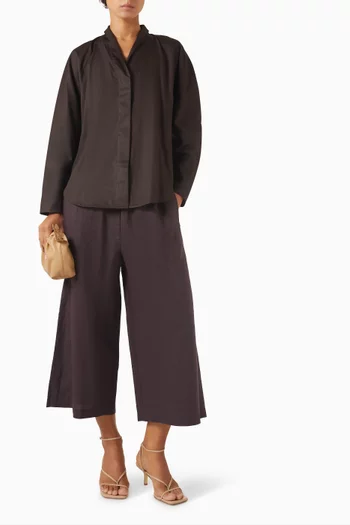 بنطال بنمط تنورة كتان بقصة ساق واسعة