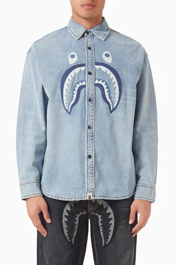 Shark-appliqué Shirt in Denim