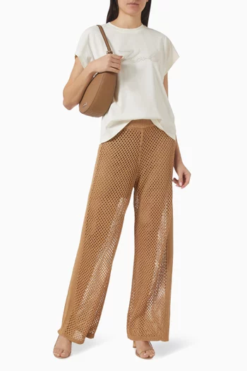 بنطال منسوج من كروشيه مزيج فيسكوز