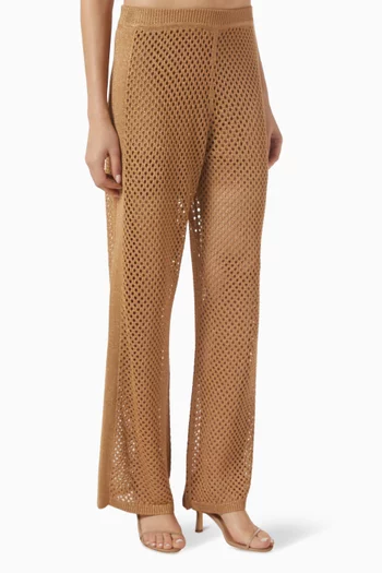 بنطال منسوج من كروشيه مزيج فيسكوز