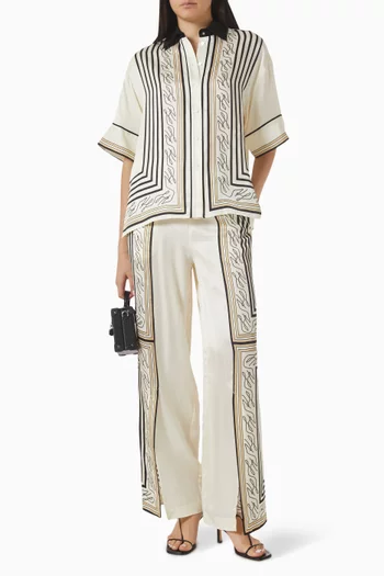 بنطال بيجاما بنقشة وشاح فيسكوز