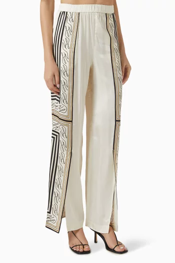 بنطال بيجاما بنقشة وشاح فيسكوز