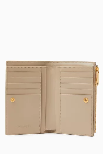 Medium Bi-fold Zip Wallet in Intrecciato Leather