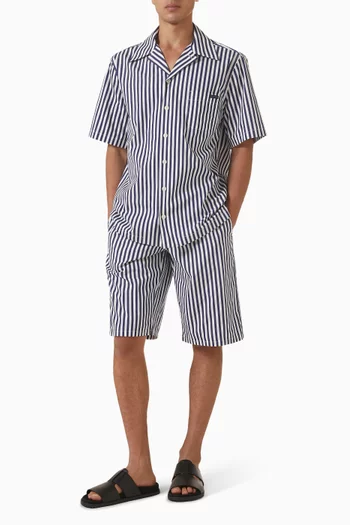 Striped Bowling Shirt in Cotton-blend