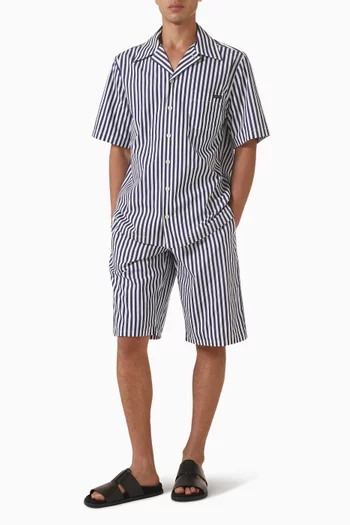 Striped Bermuda Shorts in Cotton-blend