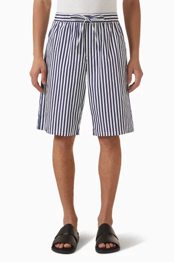 Striped Bermuda Shorts in Cotton-blend
