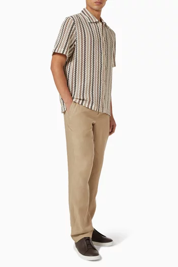 قميص للشاطئ مخطط مزيج قطن