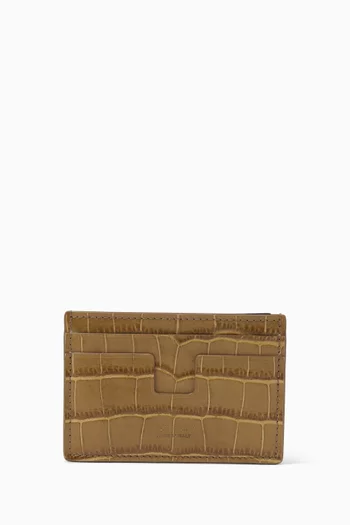 حافظة بطاقات كلاسيكية جلد بنقشة جلد التمساح