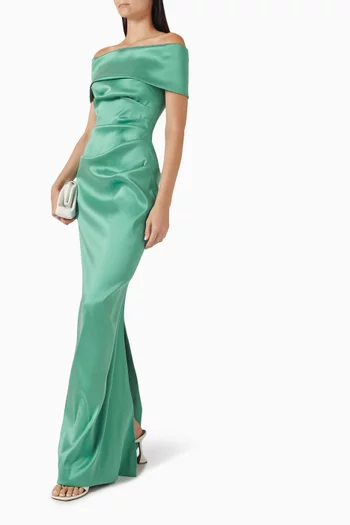 Off-shoulder Gown in Satin