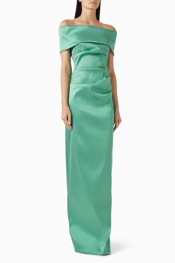 Off-shoulder Gown in Satin