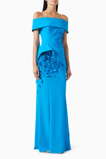 فستان بأكتاف مكشوفة قماش سكوبا