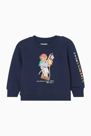 سويت شيرت بفتحة رقبة مستديرة وشعار الماركة