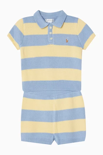 طقم متناسق بنسيج مخطط قطن